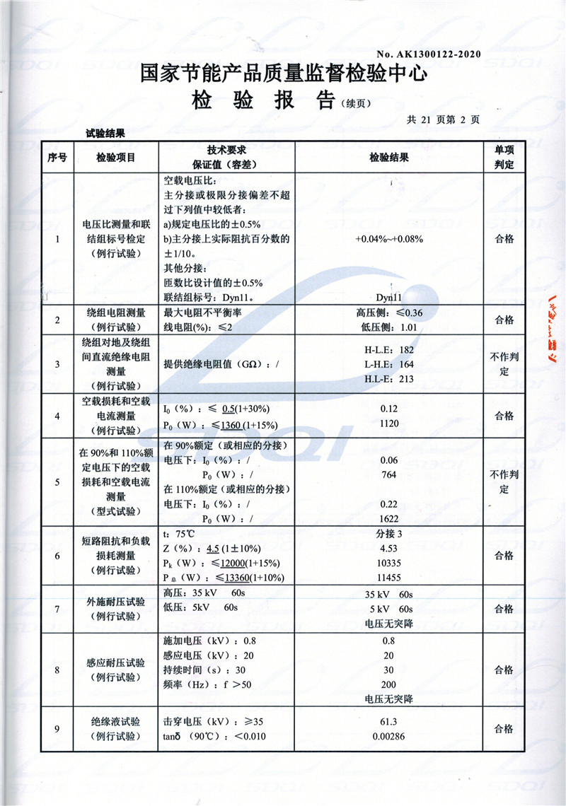 高低压试验报告-S11-1250昆明昆明昆明油浸式变压器-2.jpg